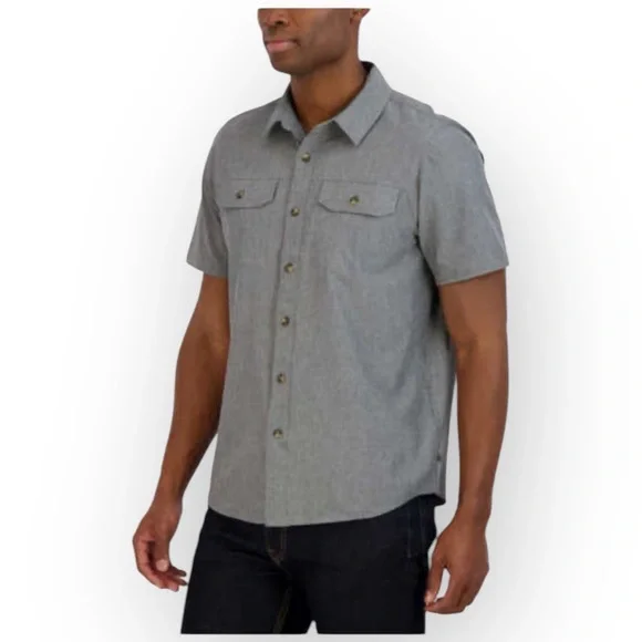 NWT Gerry Men’s Short Sleeve Woven Camp Shirt – Gray – Size Large - Picture 3 of 4